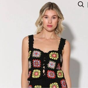 Walter baker Trey Short, Patchwork Crochet Top (size: s)